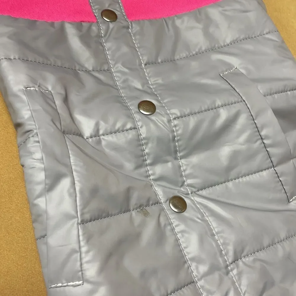 Pink and gray rain jacket